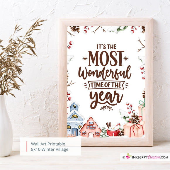 Most Wonderful Time of Year Christmas 8x10 Sign (Brown), JPEG, Instant Download, Digital File