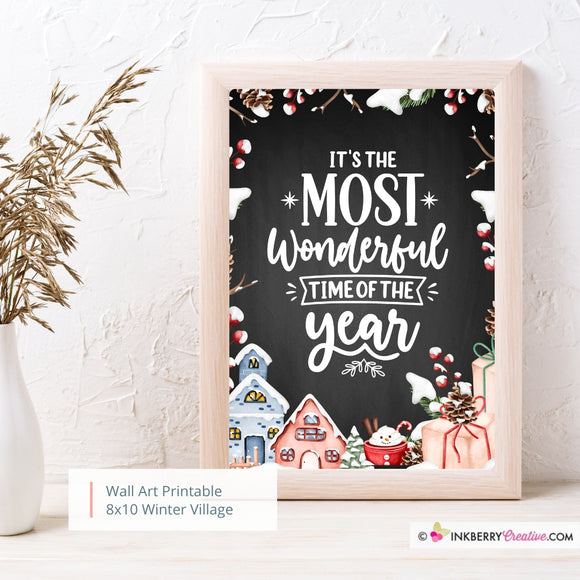 Most Wonderful Time of Year Christmas 8x10 Sign (Chalkboard), JPEG, Instant Download, Digital File