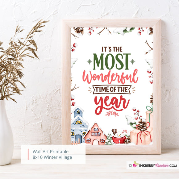 Most Wonderful Time of Year Christmas 8x10 Sign (Colorful), JPEG, Instant Download, Digital File