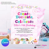 Create, Decorate, Celebrate - Cookies Cupcakes Birthday Party Invitation - Printable, Edit in Canva