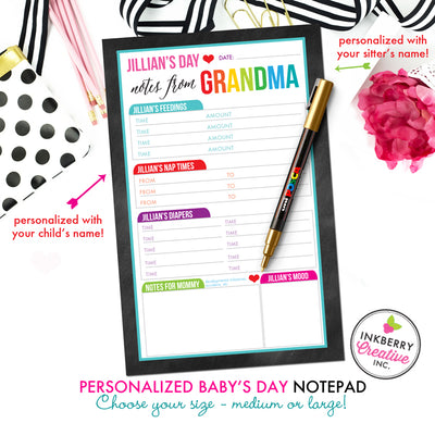 Baby's Day - Personalized Babysitter Notepad