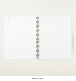 Black and White Striped Floral Planner