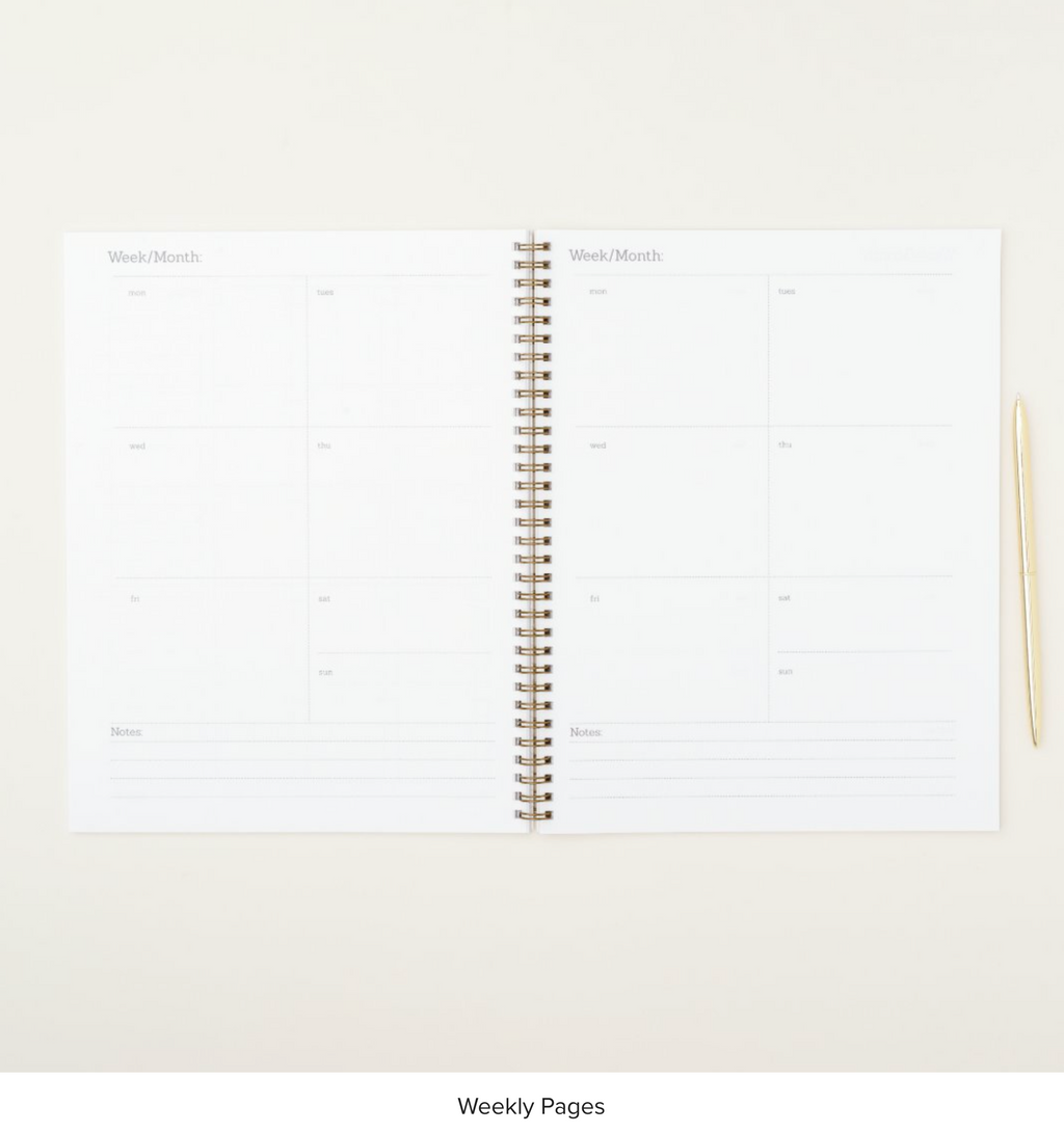 Black and White Striped Floral Planner