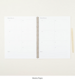 Black and White Striped Floral Planner