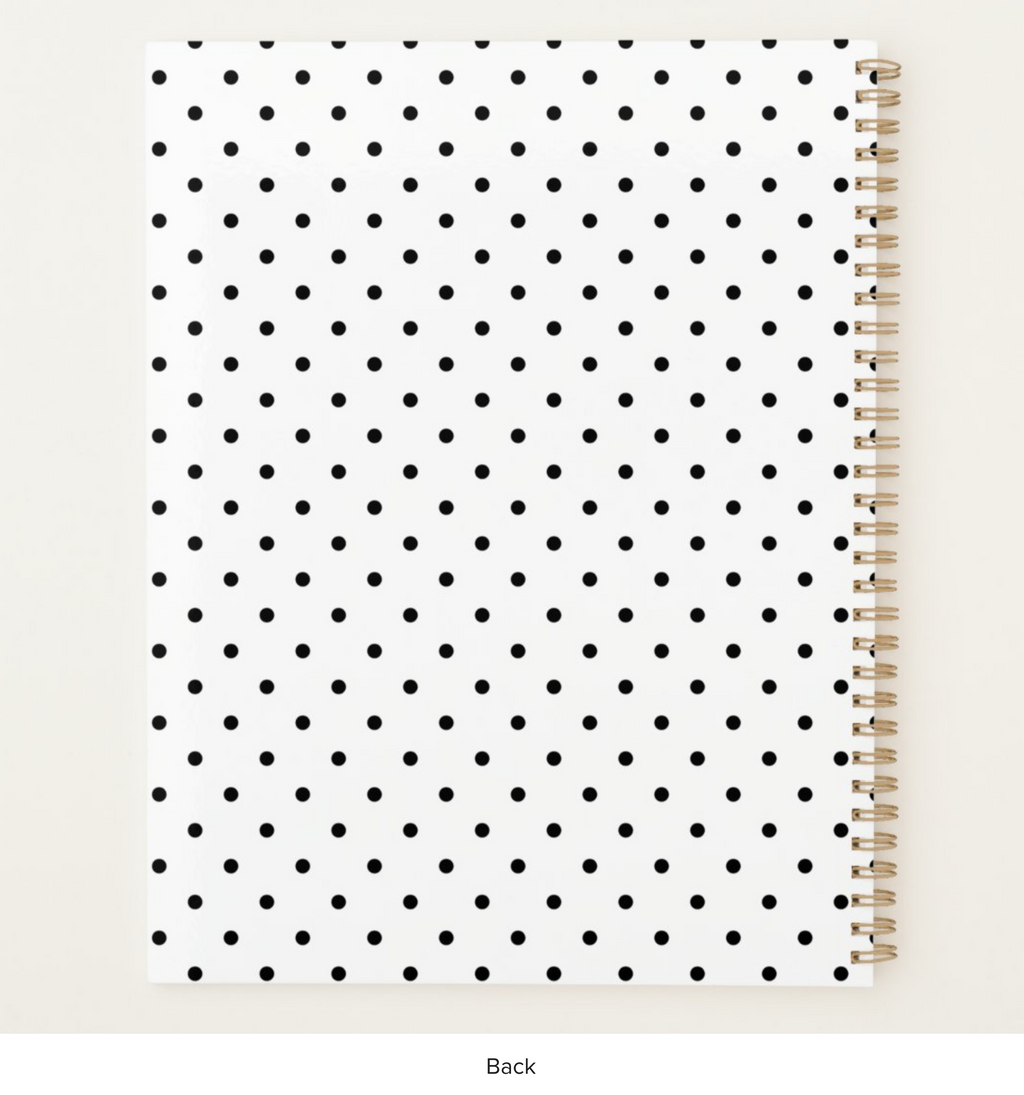 Black and White Striped Floral Planner