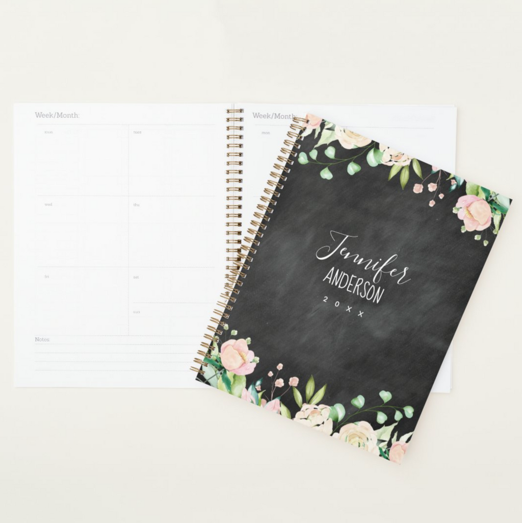 Chalkboard Pink Floral Planner