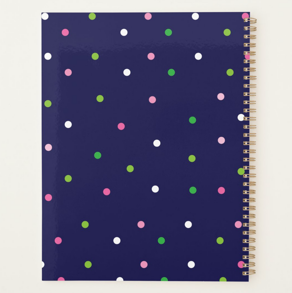 Navy Blue Colorful Dot Planner