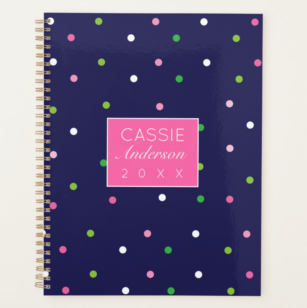 Navy Blue Colorful Dot Planner