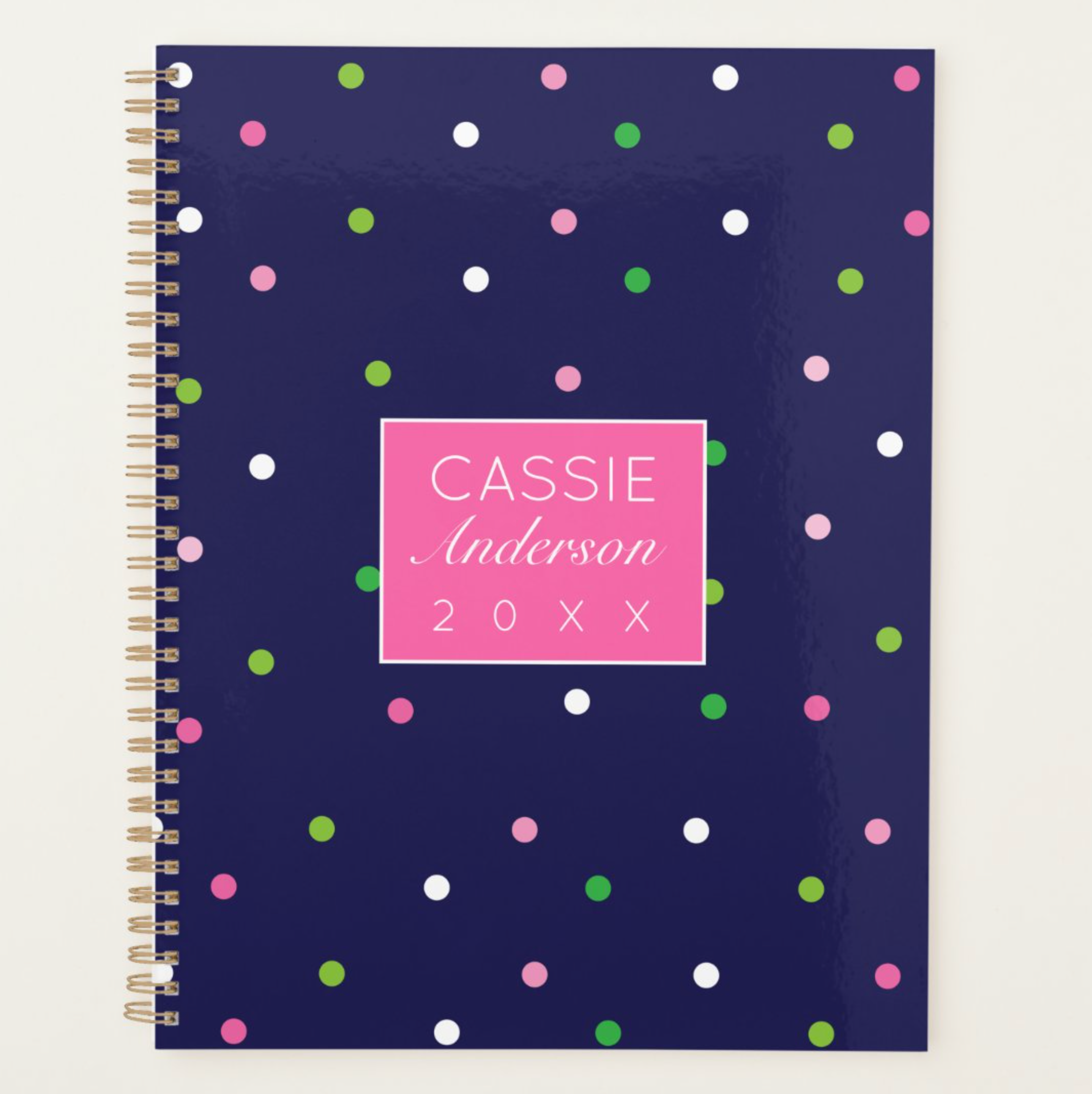 Navy Blue Colorful Dot Planner
