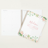 Painted Pink and Green Floral Planner