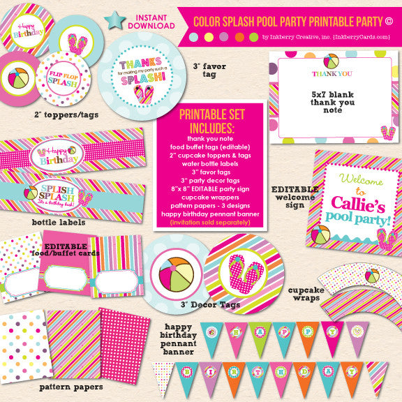 PRINTABLE PARTY PACKS Inkberry Creative