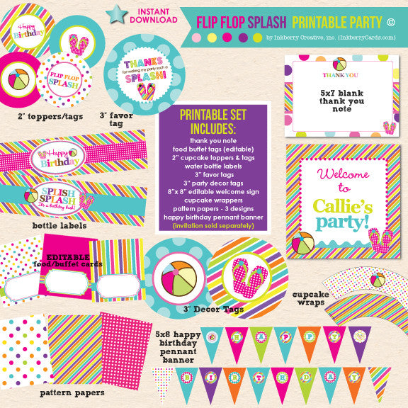 PRINTABLE PARTY PACKS Inkberry Creative