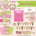 Monkey Girl Birthday (Pink & Green) - DIY Printable Party Pack - inkberrycards