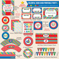 Colorful Choo Choo Train 2nd Birthday - DIY Printable Party Pack - inkberrycards