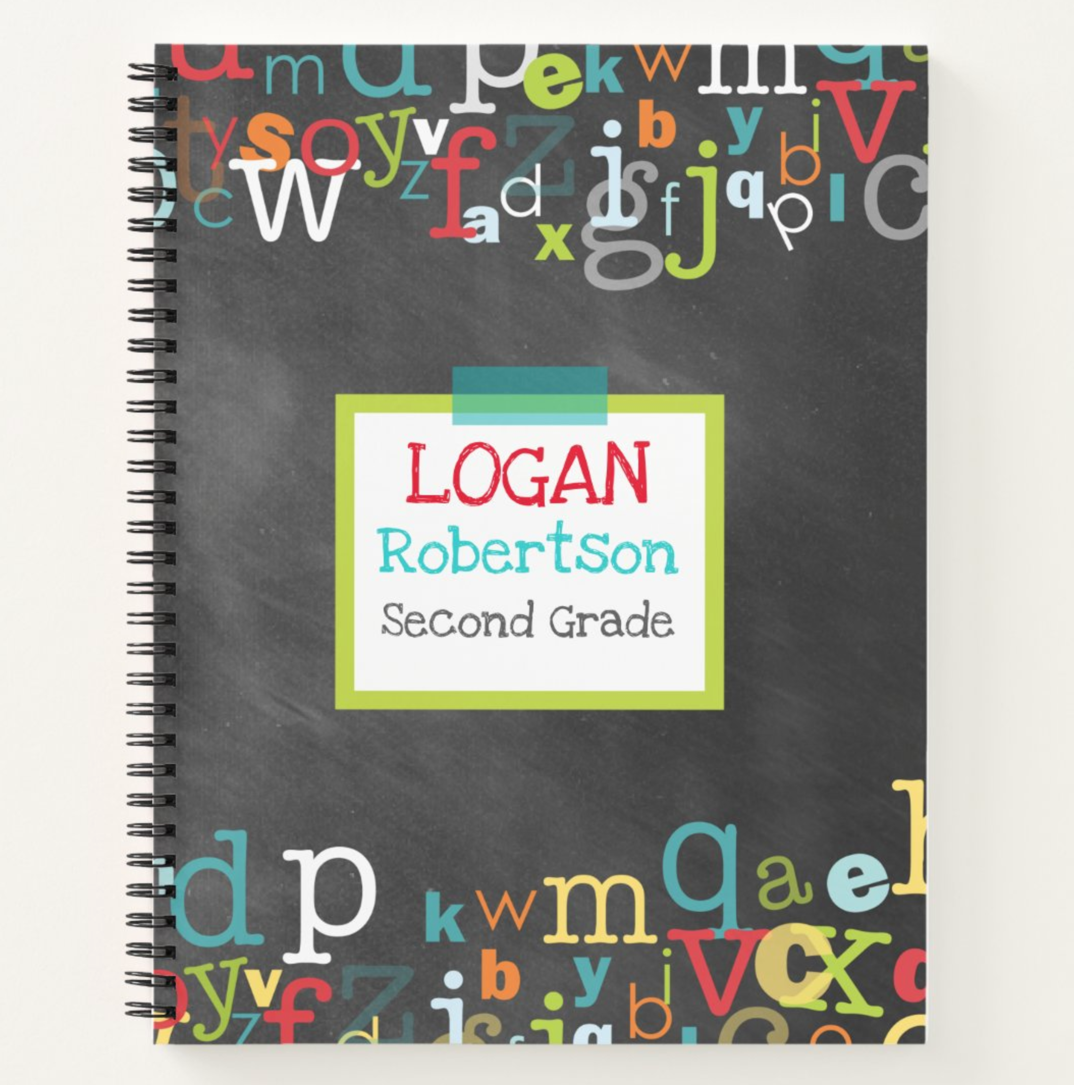 Boy's Chalkboard Alphabet - Personalized Notebook