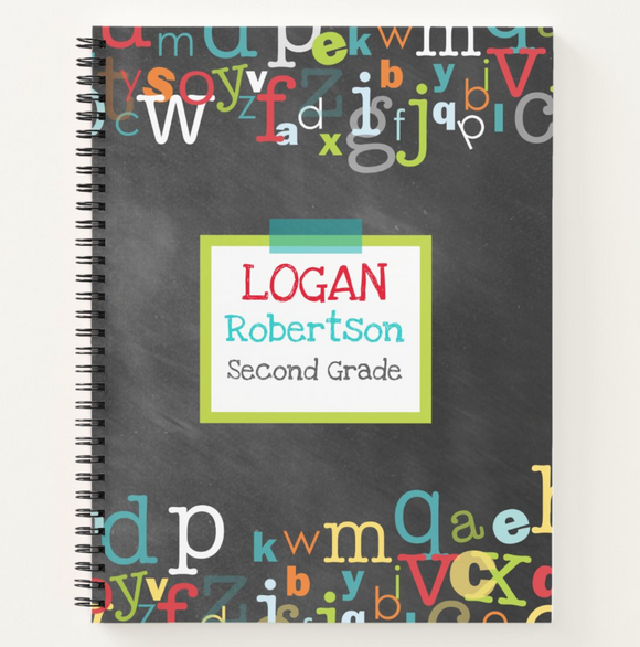 Boy's Chalkboard Alphabet - Personalized Notebook