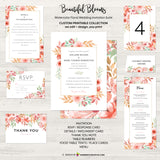 Beautiful Blooms - Watercolor Painted Floral Printable Wedding Collection - Custom Design, Printable Files, We Personalize, Edit - You Print - inkberrycards