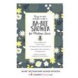 Be-Bee Gray and Yellow Bee Theme Baby Shower Invitation - inkberrycards