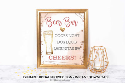 Bubbles and Brews Shower - Beer Bar Menu Sign - Printable, Editable