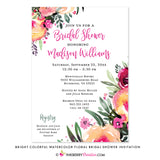 Bright and Colorful Watercolor Painted Floral Bridal Shower Invitation - inkberrycards