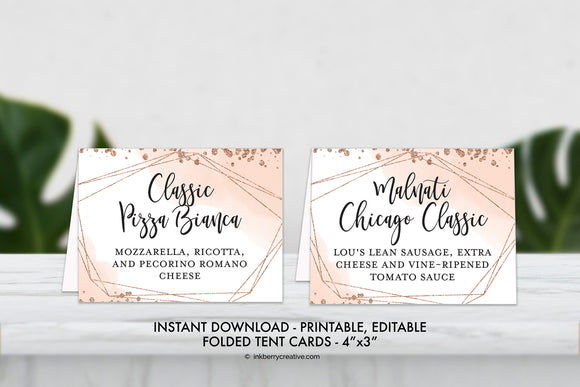 Bubbles and Brews Shower - Food Buffet Cards - Place Cards - Printable, Editable