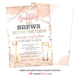Bubbles and Brews Rose Gold Bridal Shower Invitation - inkberrycards