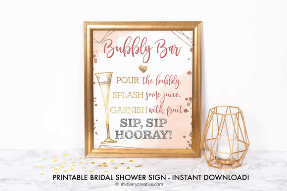 Bubbles and Brews Shower - Bubbly Bar Menu Sign - Wine Bar Menu Sign - Printable, Digital File