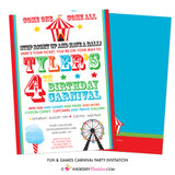 Fun & Games Carnival Birthday Party Invitation - inkberrycards