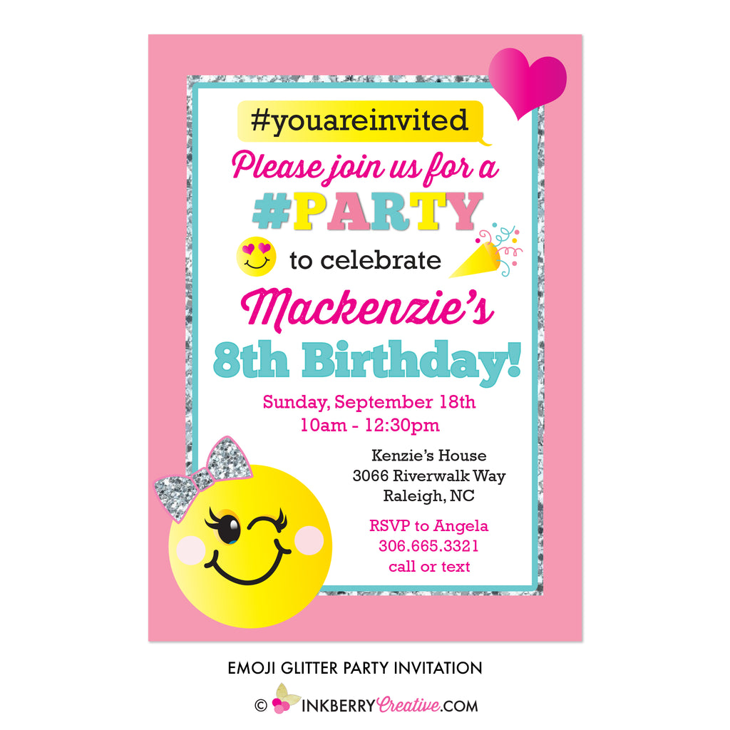Emoji Birthday Party Invitation - inkberrycards