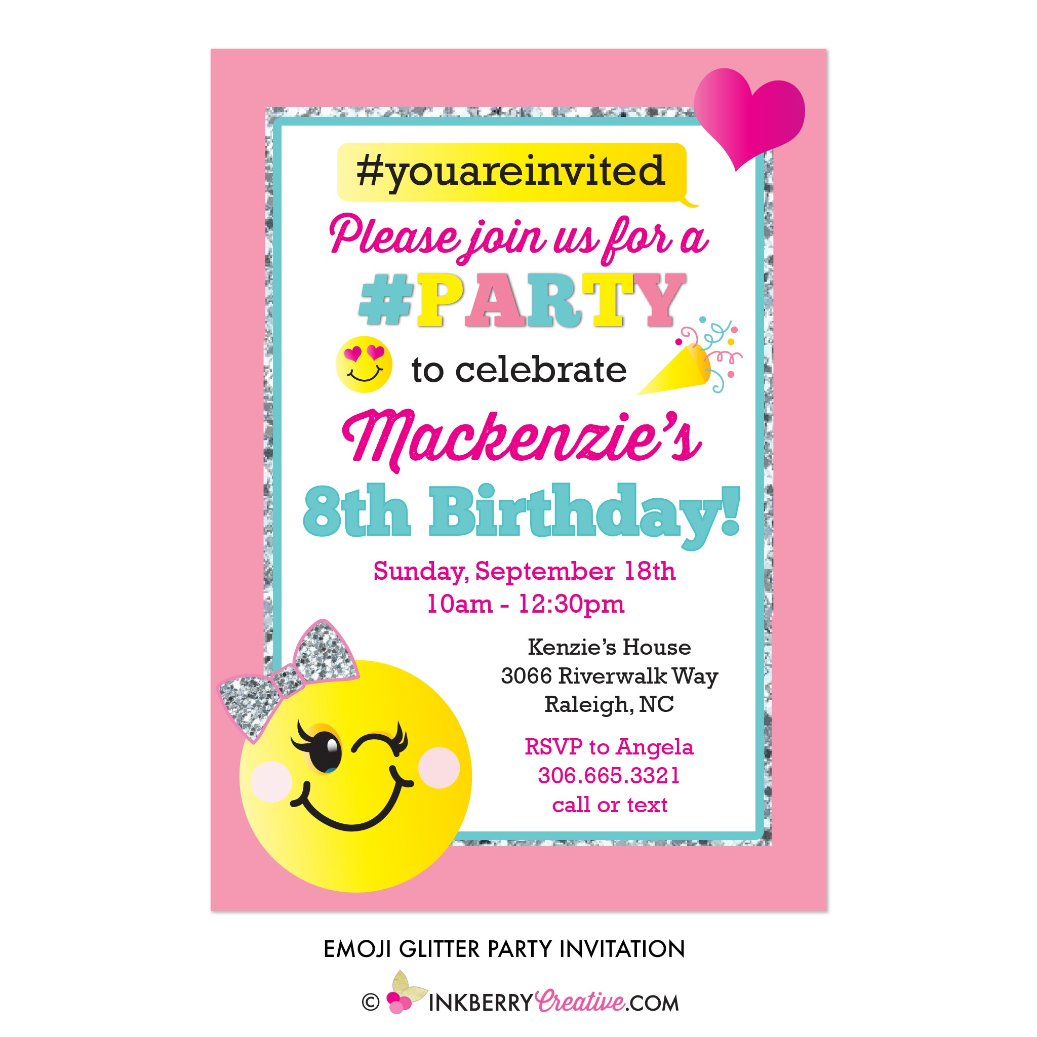 Emoji Birthday Party Invitation - inkberrycards