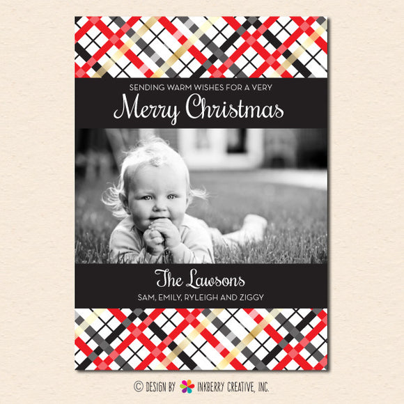Festive Christmas Plaid - Christmas Photo Card - inkberrycards