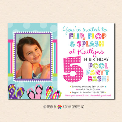 Flip Flop Splash Pool Party Bash - Birthday Party Invitation (Photo)