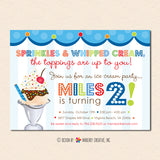 Sprinkles on Top, Ice Cream Sundae Birthday Party Invitation (Boys) - Sprinkles, Sundae, Ice Cream Party Invite