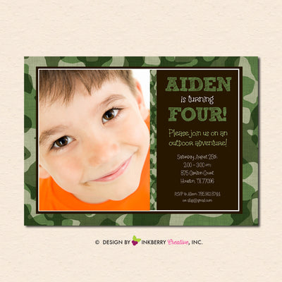 Camo Birthday Party Invitation (Photo Version)