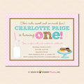 Milk and Cookies Party Invitation - Girls Pink Chocolate Chip Milk Cookies Birthday Party Invite - Digital File OR Printed Cardstock Cards