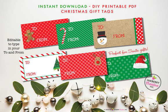 PRINTABLE Christmas Gift Labels Stickers Tags - To From Christmas