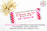 Hearts, Dots and Stripes Valentine's Day Candy Bar Wrapper - Instant Download Valentine for Kids (DIY/Digital File to Print Your Own)