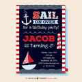 Nautical Birthday Party Invitation - Nautical, Sailing, Sailboat, Printable, Instant Download, Editable, PDF - inkberrycards