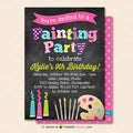 Painting Party Invitation (Chalkboard Style) - Kids Art Painting Birthday Party Invite - Printable, Instant Download, Editable, PDF - inkberrycards