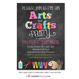 Arts and Crafts Birthday Party Invitation - Chalkboard Style - inkberrycards