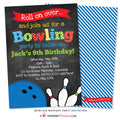 Bowling Birthday Party Invitation - Chalkboard Style - inkberrycards