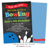 Bowling Birthday Party Invitation - Chalkboard Style - inkberrycards