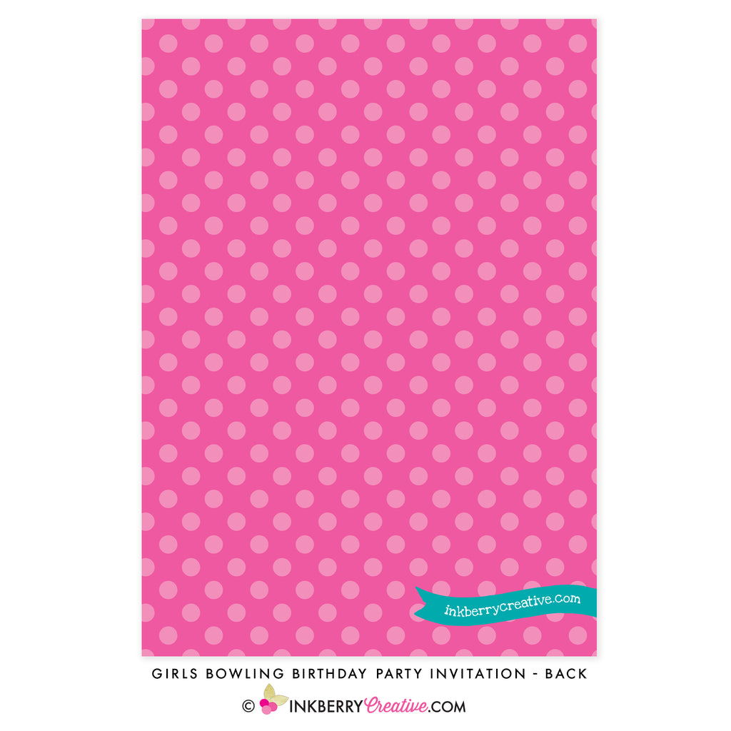 Bowling Birthday Party Invitation (Girls) - Chalkboard Style - inkberrycards