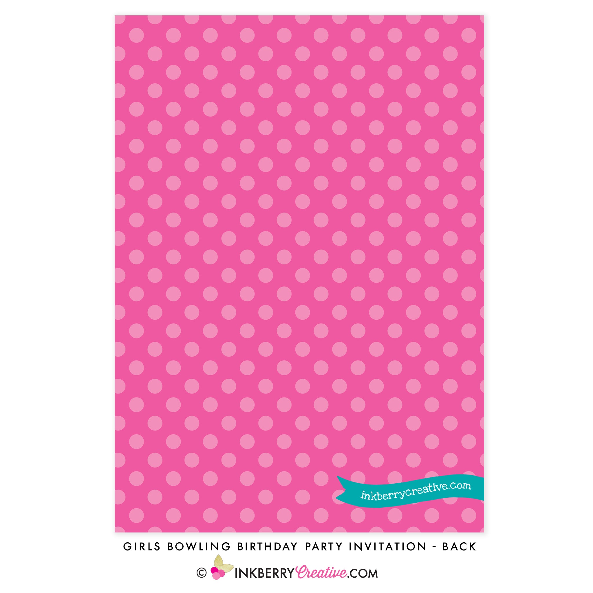 Bowling Birthday Party Invitation (Girls) - Chalkboard Style - inkberrycards