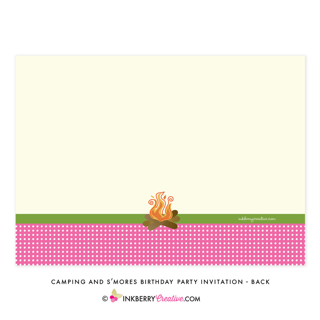 Girls' S'mores & Camping Birthday Party Invitation - inkberrycards