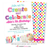 Create and Celebrate - Arts and Crafts Birthday Party Invitation - inkberrycards