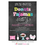 Donuts and Pajamas Party Chalkboard Style Invitation - inkberrycards