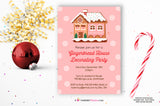 Gingerbread House Decorating Party Invitation, Christmas Party Invite, Pink, Holiday Party, Printable, Instant Download, Editable, PDF