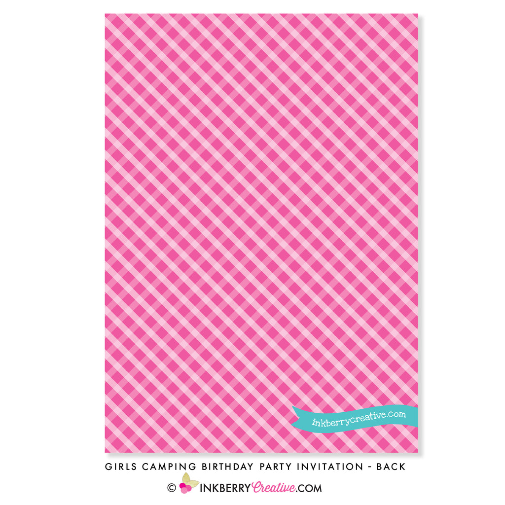 Girls Camping Birthday Party Invitation - inkberrycards