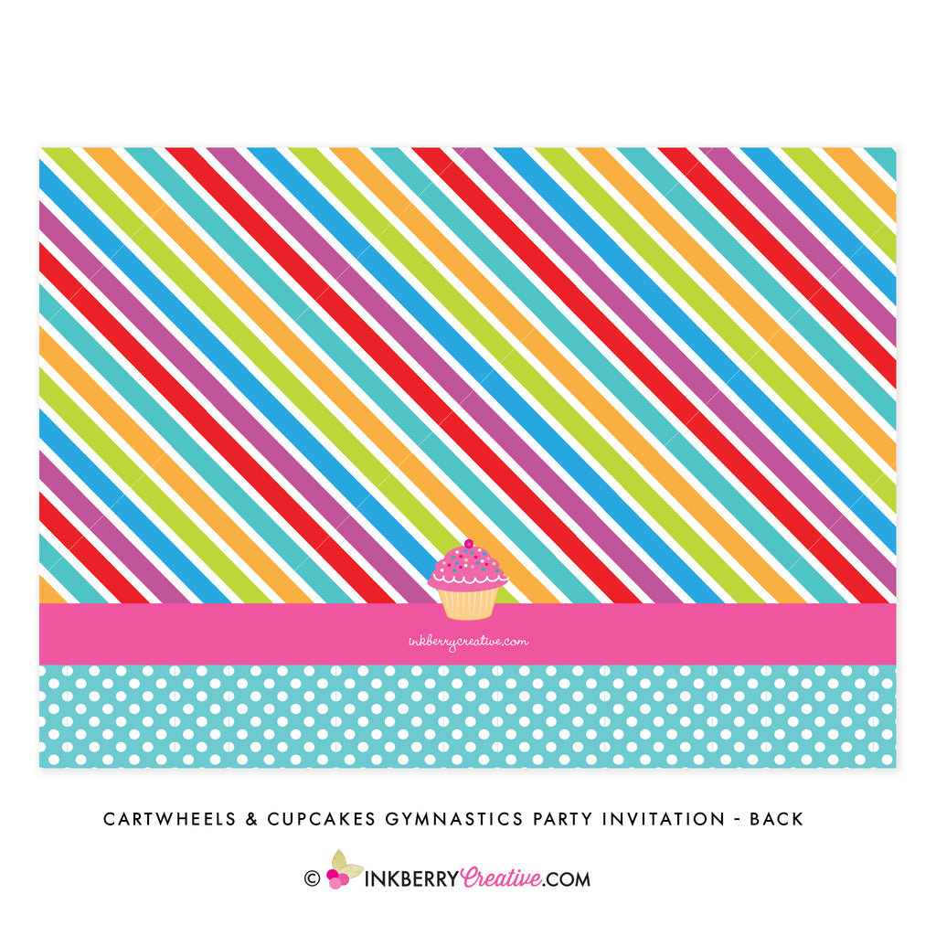 Cartwheels and Cupcakes (Boy & Girl) Gymnastics Party Invitation - inkberrycards